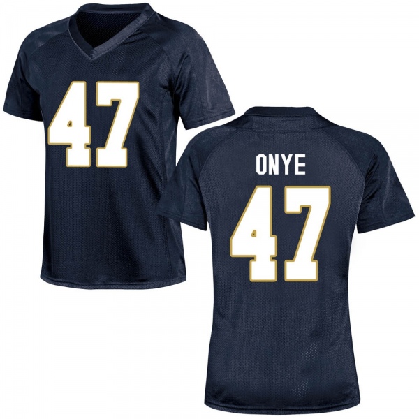 Jason Onye Notre Dame Fighting Irish NCAA Women's #47 Navy Blue Replica College Stitched Football Jersey ZHH8855QM